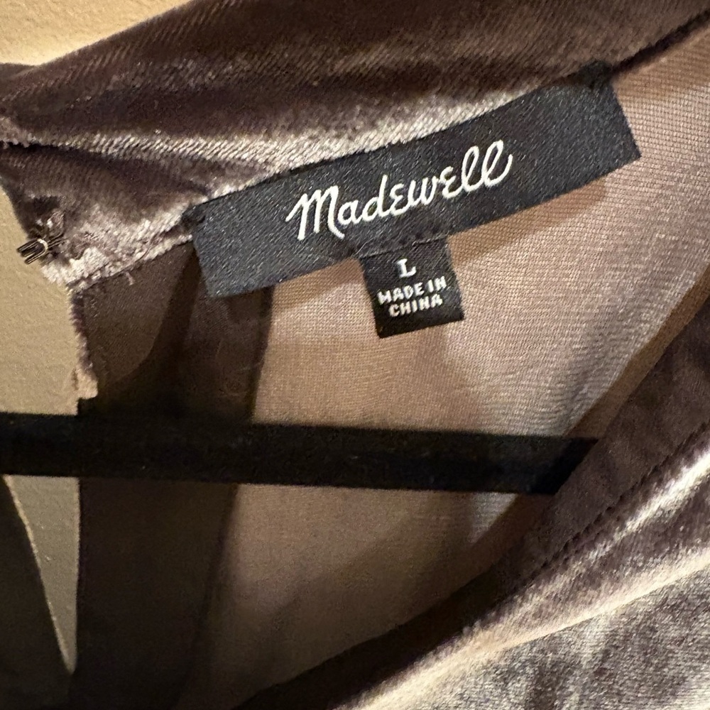 Madewell Crushed Velvet Choker Top Tunic In Ash Gray Size Large - Picture 5 of 11